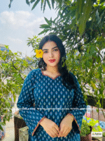 KURTI: " নীলাঞ্জনা",COTTON SHORT KURTA WITH CHINESE LACE