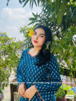 KURTI: " নীলাঞ্জনা",COTTON SHORT KURTA WITH CHINESE LACE